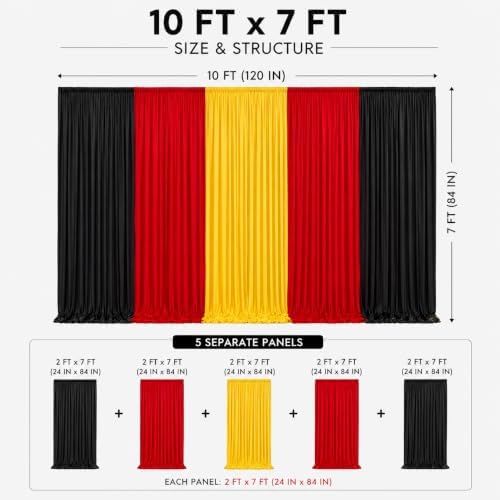 Red Black Yellow Backdrop Curtains 10x7FT, Wrinkle-Free Fabric Photo Backdrop Curtains for Mexican Fiesta Party, Latin Theme, Carnival Decor, Hip Hop Birthday, Soccer Watch, Cultural Event - Image 4