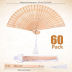Qunclay 60 Pcs Wooden Hand Fans for Wedding Guest Favors,Simple Style - Image 2