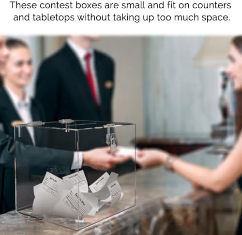 Marketing Holders 2 Pack 10 Inch Locking Ballot Box Clear Acrylic Square Cube Top Locking See Through Countertop Contests Entry or Donation Collection Bin - Image 2