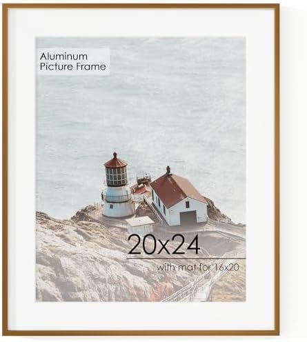 20x24 Metal Picture Frame for Wall With Mat for 16x20, 20''x24'' Aluminum Photo Frames With Tempered Glass for Home Decor, Minimalist Modern Poster Frame Horizontal And Vertical Formats, Bronze by FLYJOE