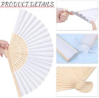 MCEAST 60 Pieces Wedding Handheld Paper Fans White Bamboo Folding Paper Fans with 60 Organza Bags Foldable Cool Wedding Favors Wedding Fans for Guests Party Favors DIY Decoration - Image 3