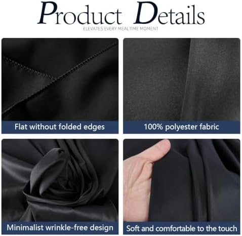 DRESSMAKER 10 Pack Round Tablecloth 90 Inch Black Cloth Fit 6FT Round Table - Image 5