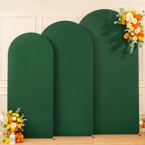 Hunter Green Arch Backdrop Cover 7.2ft 6.6ft 6ft Arch Cover Set of 3 Arch Covers Stretchy Backdrop for Wedding Party Baby Shower Birthday Photography Spandex Arch Stand Covers Backdrop Curtains Decor - Image 4