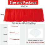 NSSONBEN 167inch Red Tulle Table Skirt for Rectangle Tables 6/8ft, 2-Layer Ruffle Tulle Tutu Red Cloth Table Desk Skirts 14ft for Chrismas Birthday Party Baby Shower Cake Dessert Tables(No Top Cover) - Image 4
