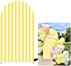 FiVan 7.2x4ft Arch Covers Stretchy Yellow Stripes Backdrop for Birthday Baby Shower Party Decoration Baptism Background Props by FiVan
