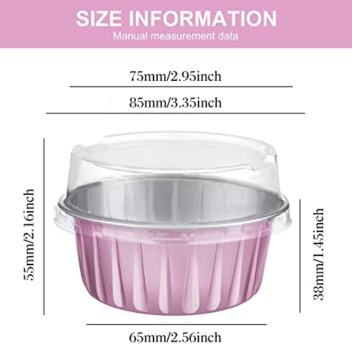 200 Pack Aluminum Cupcake Liners with Lids,Pink,Plain - Image 4