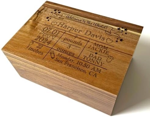 Custom Baby Gift Birth Stats - Newborn Keepsake Box for Memories by TopObsession