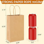 XPCARE Brown Paper Bags with Handles, 200Pcs 5.25x3.25x8.25'' Kraft Bags - Image 2