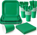 Vyntra 350 Pcs Green Square Paper Plates and Napkins Set, Serves 50 by PartyTablewareSupplies