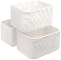 R RUNKA Small Cotton Rope Basket – Storage Bin for Organizing (10.6" x 6.7" x 6.7"), Bathroom Storage Basket for Shelf, Counter & Closet（White） by RRUNKA