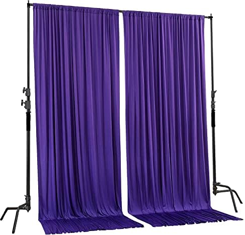 AK TRADING CO. 10 feet x 8 feet IFR Polyester Backdrop Drapes Curtains Panels with Rod Pockets - Wedding Ceremony Party Home Window Decorations - Purple - Image 2