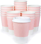 Disposable Coffee Cups With Lids - (80 set) 12 oz Paper To Go Coffee Cups With Resealable Lids Prevent Leaks! Travel Insulated Hot Beverage Drink Cup. Will Not Bend With Heat or Burn Fingers by Glowcoast