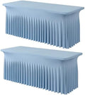 Spandex Tablecloth 6FT Rectangle Table Cover 2 Pcs Dusty Blue Wrinkle-Free by Outpain