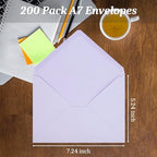 200 Pack 5x7 Light Purple Envelopes for Invitations, A7 Self Seal - Image 3