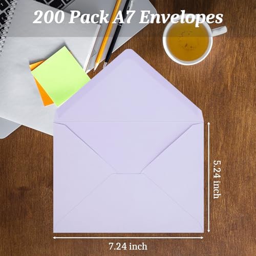 200 Pack 5x7 Light Purple Envelopes for Invitations, A7 Self Seal - Image 3