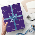 MyPupSocks Personalized Text Wrapping Paper, Name Dark Purple Custom Funny Logo Wrapping Paper Roll for Boys Girls Baby Shower Wedding Anniversary Birthday Gift 58x23 Inch 5 Rolls - Image 5