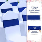 VitalCozy 100 Pcs Spandex Chair Sashes with Crown Buckle,Royal Blue - Image 2