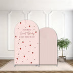 2 Pcs A Berry Sweet Baby is ON The Way Arch Backdrop Covers,Set of 2(7.2FT/6FT) Pink Ripple Strawberry Theme Arch Fabric Cover for Girls Birthday Baby Shower Party Decoration - Image 2