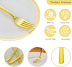 400PCS Gold Plastic Silverware, Gold Disposable Utensils, Heavy Duty Cutlery Set Includes 200 Forks,100 Knives,100 Spoons, Flatware for Party Wedding - Image 4