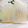 Frosted Arch Acrylic Table Numbers 1-30 with Stands - 5x7" Gold Mirror Wedding Table Numbers for Reception, Frosted Acrylic Table Signs with Holders for Banquet, Party, Anniversary, Event by Unknown