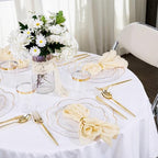 ejonirinjonir 180pcs Clear and Gold Plastic Plates for Wedding Reception - Image 4