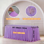 1-Pack Light Purple 2-in-1 Tulle Tablecloth for 5-Foot Rectangular Table - Image 2