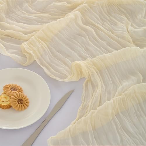 Fanami 6 Pack Cheesecloth Table Runner -10FT Beige Boho Gauze Cheese Cloth Table Runner 120 Inches Long Rustic Sheer Fabric Centerpieces for Wedding Birthday Party Bridal Baby Shower Decorations - Image 2