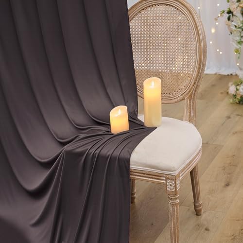20×14 ft Brwon Wrinkle Free Backdrop Curtain, Soft Silky Polyester Wedding Drapes 4 Panels 14ft Height Coffe Photo Backdrop Curtains for Parties Birthday Baby Shower Photography Background Cloth - Image 6