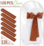 120 PCS Terracotta Satin Chair Sashes, 7 x 108 Inch - Image 2