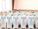 YMHPRIDE 60 PCS Light Blue Satin Chair Sashes, 7x108 Inch Ties Chair Bows - Image 6