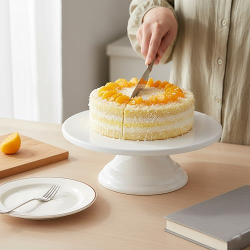 fanquare 10 Inch Vintage White Porcelain Cake Stand - Image 5