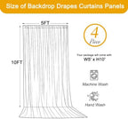 20ft x 10ft Ivory Backdrop Curtains, 4 Panels Cream Drapes for Backdrop - Image 5