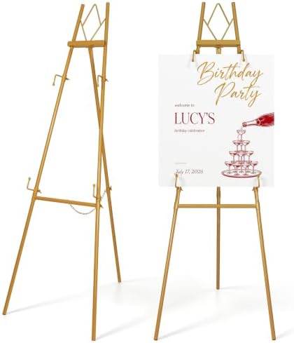 53.9" Gold Easel Stand for Sign, Display Easel for Wedding Sign, Painting by Victawks