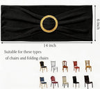 Pack of 100 Black Chair Sashes with Gold Buckles Spandex Chair Bands Bows - Image 3