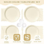 Vyntra 350 Pcs Ivory Cream Paper Plates and Napkins Party Supplies - Image 3