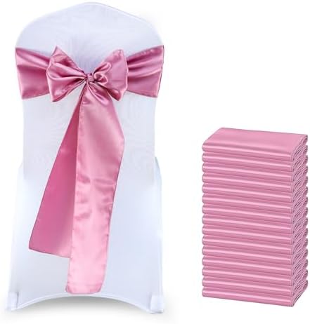 MDS® Pack of 75 Satin Chair Sashes for Wedding & Events – Dusty Pink by MDS