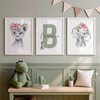 Personalized Safari Nursery Wall Art Set – Custom Name Jungle Animal Prints – Baby Girl Room Decor Pictures Pink Floral Accents – Baby Shower Posters for Girls - Unframed (Personalized Set of 3, 16x20) - Image 7