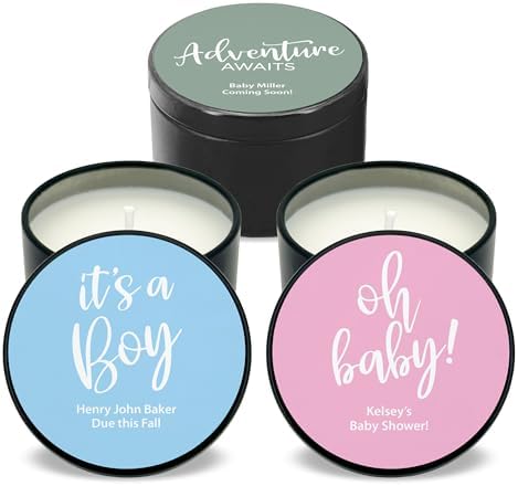 Custom Candles, Personalized Candles, Bulk Candles, Candle Favors, Baby Shower Candle Favors (Set of 10) (Black Tin), 9508837-03 by Best+Day+Ever+Spot
