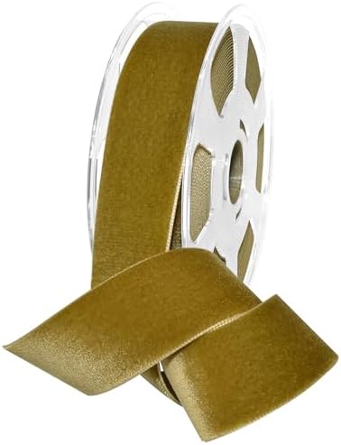 Morex Ribbon Nylon, 1 1/2 inches by 11 Yards, Antique Gold, Item 01240/10-533 Nylvalour Velvet Ribbon, 1 1/2" x 11 yd, by MorexRibbon