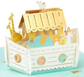 Hallmark 3D & Pop Up New Baby Card, Noah's Ark Design, Animals, Girl, Boy, Gold, Blue by Hallmark