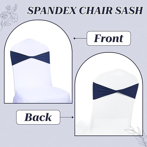 MDS Pack of 100 Spandex Chair Sashes Without Slider Buckles – Navy Blue - Image 4