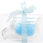 Mega Candles 12 pcs Scented Baby Powder Blue Glass Baby Bootie Container Candles, Palm Wax Candle, Baby Shower Gifts, Decorative Accent, Home Décor, Memory Keepsake, Party Favors, Relaxations - Image 4