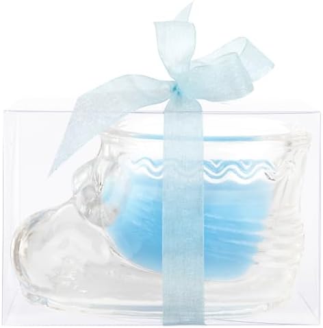 Mega Candles 12 pcs Scented Baby Powder Blue Glass Baby Bootie Container Candles, Palm Wax Candle, Baby Shower Gifts, Decorative Accent, Home Décor, Memory Keepsake, Party Favors, Relaxations - Image 4