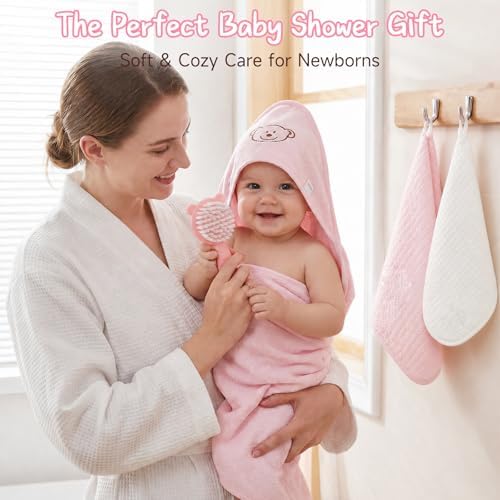iAOVUEBY Baby Shower Gifts Basket, Baby Girl Gifts & Newborn Essentials Infant First Mileston Keepsakes Blanket Cloths Toy, All-in-One New Baby Girl Gift Set Basket - Image 6