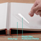 Large Photo Album Self Adhesive 4x6 5x7 6x8 8x10 Pictures Scrapbook Magnetic Album DIY Scrap Book 60 Sticky Pages Linen Cover DIY Photo Album with A Metallic Pen and DIY Accessories(Orange) - Image 4