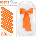 60 PCS Orange Satin Chair Sashes, 7 x 108 Inch - Image 2