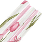 susiyo 3 Rolls Pink Tulips and Ribbon Pattern Gift Wrapping Paper Perfect for Wedding, Baby Shower, Valentine's Day, Christmas - Birthday Wrapping Paper Mini Roll - 58 x 22.8 inches - Image 5