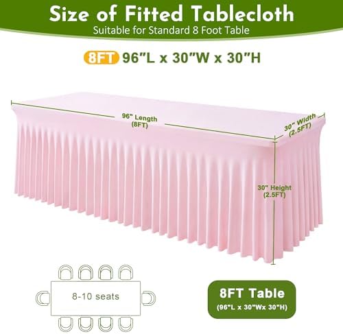 Pink Spandex Tablecloth for 8FT Rectangle Tables, Table Skirt - Image 2