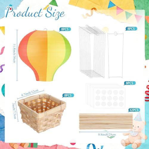 Meooeck 8 Sets Rainbow Colors Hot Air Balloon Table Centerpieces Decor - Image 2
