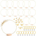 14 Pack Floral Hoop with Stand and LED Fairy Lights 16 inch Metal Rings for DIY Centerpiece Table Decorations Crafts Macrame Rings Hoop Wreath Dream Catcher Rings Wedding Christmas Wreaths, Gold by MJRASG